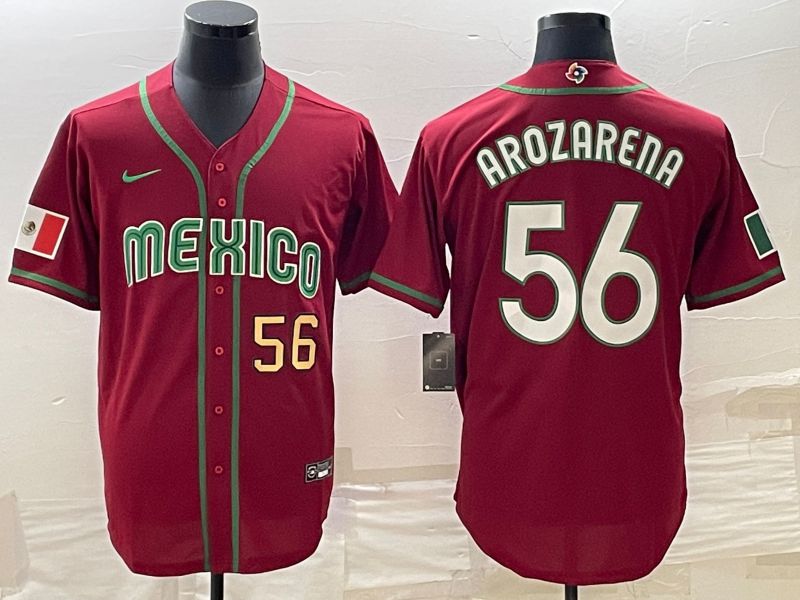 Men 2023 World Cub Mexico #56 Arozarena Red Nike MLB Jersey7->more jerseys->MLB Jersey